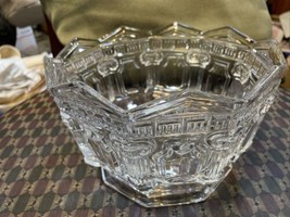 Leaded Crystal Grecian Style Bowl Corinthian Column Pediment Raised - $44.55