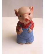 Vintage Jasco Bisque Porcelain Critter Bell  Farmer Pig Bell Chimer - £6.26 GBP