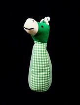Vtg 50s 60s Cloth Texas Cow Stuffed Animal Handmade Green Striped &amp; Checkered - £19.01 GBP
