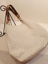 Michael Kors Off White &amp; Tan Leather Logo Handbag/ Shoulder Bag/ Purse - $148.50