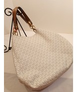 Michael Kors Off White &amp; Tan Leather Logo Handbag/ Shoulder Bag/ Purse - £117.32 GBP