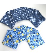 NEW- Set of 4 Blue handmade fabric coasters, insulated and washable - £9.51 GBP