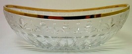 Vintage Cut Crystal Fruit bowl With Gold Trim Oblong Glass - $14.95