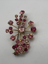 Vintage Signed Austria Brooch With Various Pink Stones Statement Estate ... - £33.81 GBP