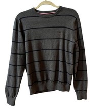 Tommy Hilfiger Men&#39;s Crew Neck Pullover Sweater Striped Size S Cotton Gr... - £9.67 GBP