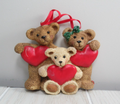 Kurt Adler 3 teddy bears hearts ornament to personalize mom dad baby - £5.53 GBP