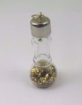 14k White Gold Vintage Glass Bottle With Yellow Gold Shavings Pendant - $225.00