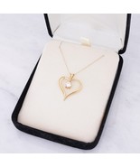 Estate Fine 14K Gold Freeform Heart Pendant Necklace 1/4 TCW CZ With Gif... - $289.94 CAD