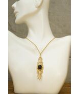 Vintage AVON Costume Jewelry Victorian Collection Black Coal Pendant Nec... - $19.79