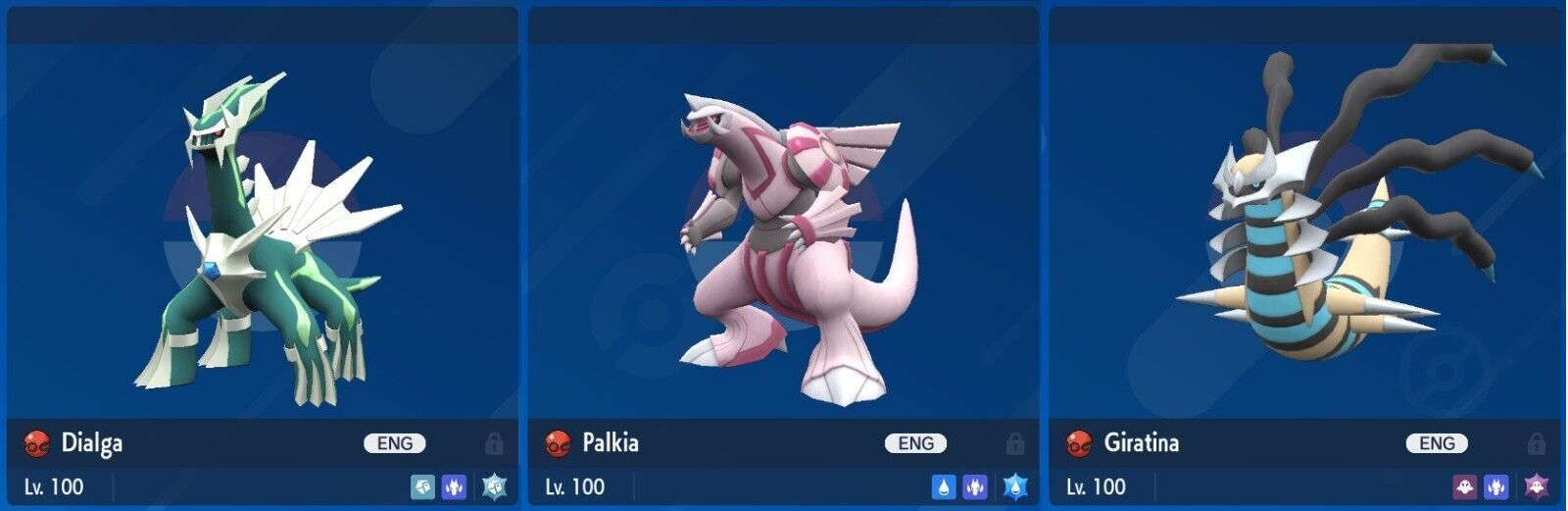 Shiny 6IV XXXL SUM2013 Dialga Palkia Giratina Events Pokemon Scarlet/Violet