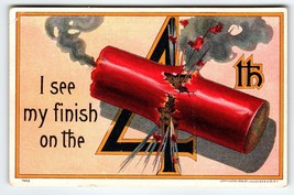 4th Of July Postcard Julius Bien 1908 Fireworks Firecracker I See My Finish - £9.09 GBP