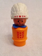 FISHER PRICE Vintage Little People,  Western Town Indian Chief Orange Pl... - $9.73