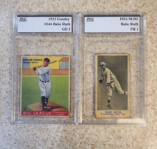 2X Graded Babe Ruth custom cards 1916 #151 + 1933 Goudey #144 custom Baseball ca - £18.78 GBP