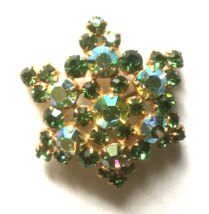 Vintage Austrian Crystal Blue Green Signed Brooch Pin Star Snowflake - £15.80 GBP