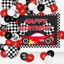 Race Car Birthday Decorations Party Supplies Passionate Red Racing Backdrop Bann - £20.77 GBP
