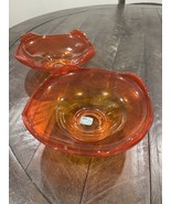 Vtg Viking Persimmon Orange Epic Four Points Glass Bowls (2) Waves #6602 - $94.76 CAD