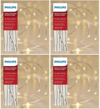 4x Philips 30ct Christmas Battery Op LED String Fairy Dewdrop Lights War... - £19.61 GBP