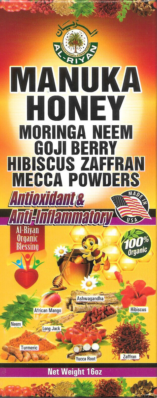 Manuka Honey, Moringa, Neem, Goji Berry, Hibiscus, Saffron and Mecca Pow... - $29.45