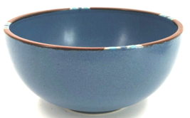 Dansk Mesa Sky Mixing Serving Bowl Blue 8&quot; Across Made in PORTUGAL Brown Border - £19.77 GBP