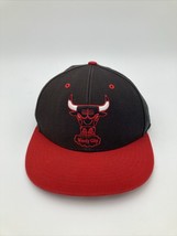 Chicago Bulls Hat Cap Snap Back Black Red Mitchell &amp; Ness NBA Basketball Mens - £9.16 GBP