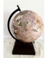 World Globe w Wood Base Desk Top Model 11.5&quot; Tall 8&quot; Length Made in India - $357.32 MXN