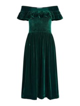 NWT Hill House Akilah Nap Dress in Emerald Velvet Smocked Midi Ruffle XS - £93.41 GBP