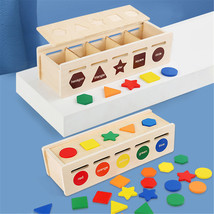 Montessori Educational Learning Toy Wooden Shape Color Sorting Fishing Game  - £24.38 GBP