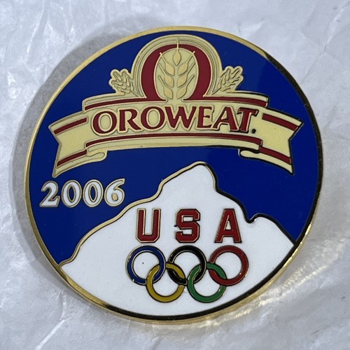 Oroweat 2006 Torino Olympics Logo USA Olympic Skiing Rings Lapel Hat Pin - $7.95