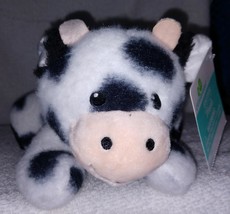 Plush Small laying Black &amp; White Cow Small Plush 9L&quot; NWT - £6.21 GBP