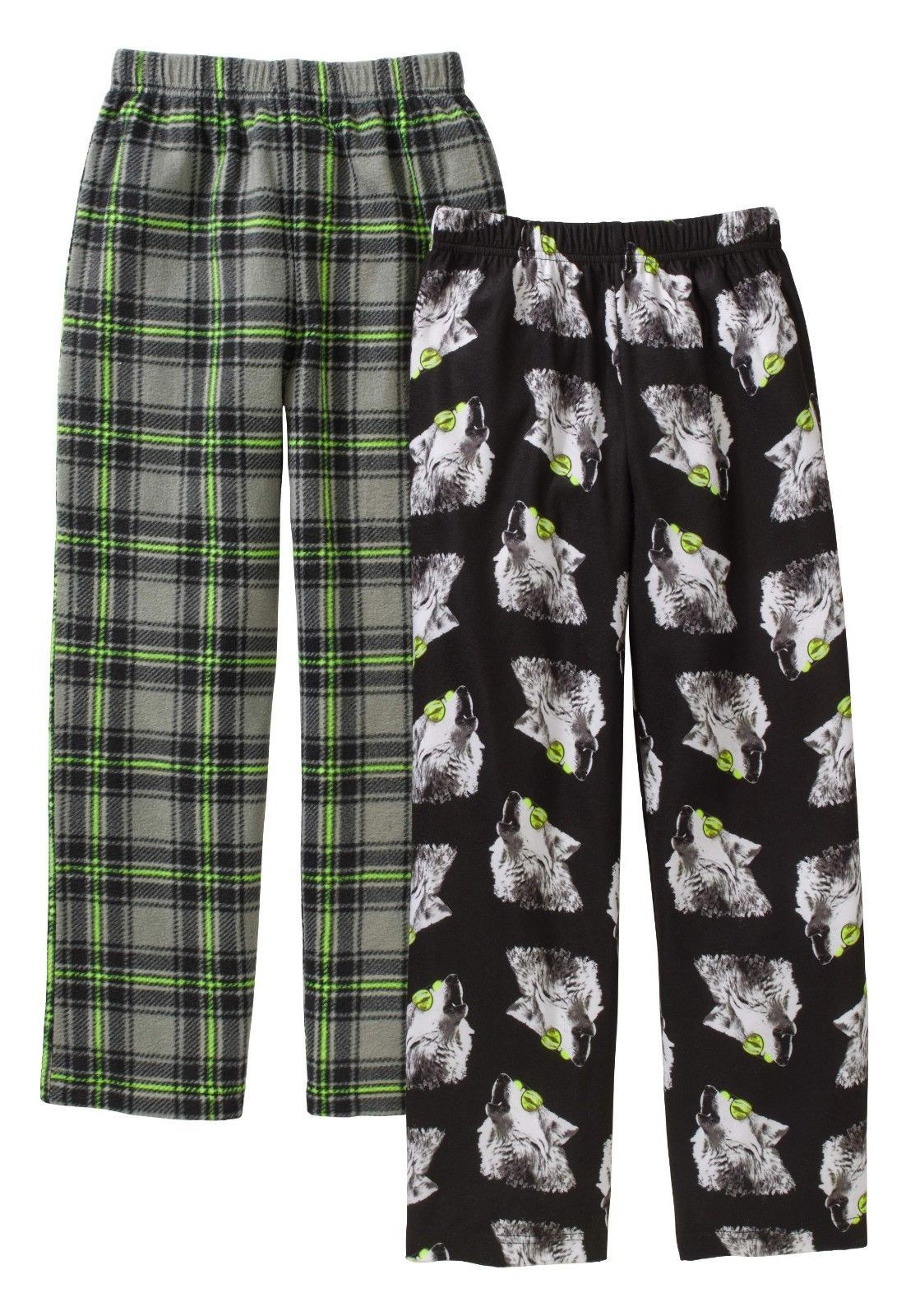 Faded Glory Boy's Fleece & Brushed Jersey Sleep Pants Size X-Small Wolf Plaid - $13.85