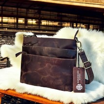 Vintage Brown Leather Crossbody Bag: Handmade Full Grain Sling - $3,659.40 MXN