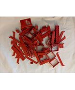 Lego Lot De 50 + Vintage Classique Rouge Tuiles Lisse Plat Long Imprimé ... - $41.56