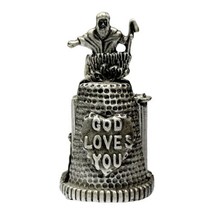 Nicholas Gish Pewter Thimble God Loves You w Holy Bible -Swinging  - Sig... - £31.25 GBP