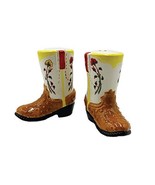 Delicate Flower SP814 Cowboy Boot 3D Figural Ceramic Salt &amp; Pepper Shake... - $414.68 MXN