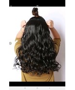 Long Body Wave Synthetic Hair Extension Black 20' Clip in 10"wide Long Curly