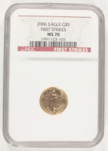 2006 G$5 1/10 Oz. Oro American Eagle Valutato Da NGC Come MS70 Prime Str... - $537.85