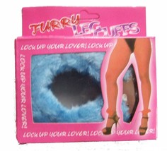 HEAVY BLUE FUR LINED LEG CUFFS novelty handcuffs for legs w long chain &amp;... - $9.45