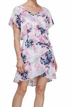 SLNY Sleeveless Floral Print Tier Shift Chiffon Dress, Ivory Multicolor, Size 6 - £37.49 GBP