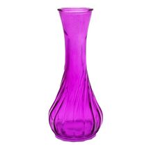 Purple/ Pink/ Fuchsia Colored Twisted Glass Vase H = 6 Inch in Vintage S... - $14.84