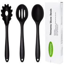 Silicone Cooking Spoons, Heat Resistant Large Silicone Pasta Slotted Spoon Solid - £19.17 GBP