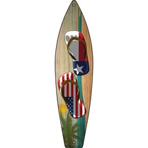Texas Flag and US Flag Flip Flop Novelty Mini Metal Surfboard MSB-281 - $16.95