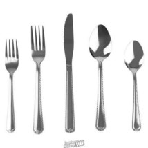 Home Basics-Empire 20 Piece Stainless Steel Flatware Set, Silver - £15.22 GBP