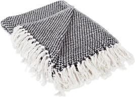 Dii 100% Cotton Basket Weave Throw For Indoor/Outdoor Use Camping Bbq&#39;S, Black - $36.18