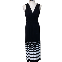 Soma Cozycore Pullover V-Neck Sleeveless Maxi Dress Size Medium Black White - $31.48