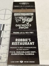 Lot Of 2 Matchbook Covers  Robbie’s Restaurant. Clewiston, FL.  gmg  Uns... - £9.92 GBP