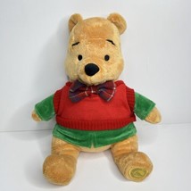 Winnie The Pooh Plush Dapper Tartan Plaid Bow Tie Red Sweater Disney Sto... - £15.78 GBP