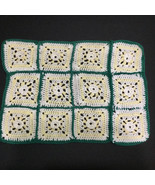 Vintage Granny Square Crocheted Small Blanket Hand Made Lap Throw 24x17 in - $20.78 CAD