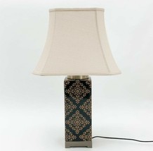Handpainted beautiful modern ceramic table lamp in black with light beige shade - £73.68 GBP