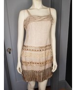 Nanette Lepore Roll Model Beaded Linen Crystals Tiki Dress $895 As-Is 6 NWT - $150.00
