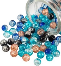 Crackle Glass Beads 8mm Amber Blue Mixed Ombre Bulk Jewelry Supplies Mix 200pcs - £14.22 GBP